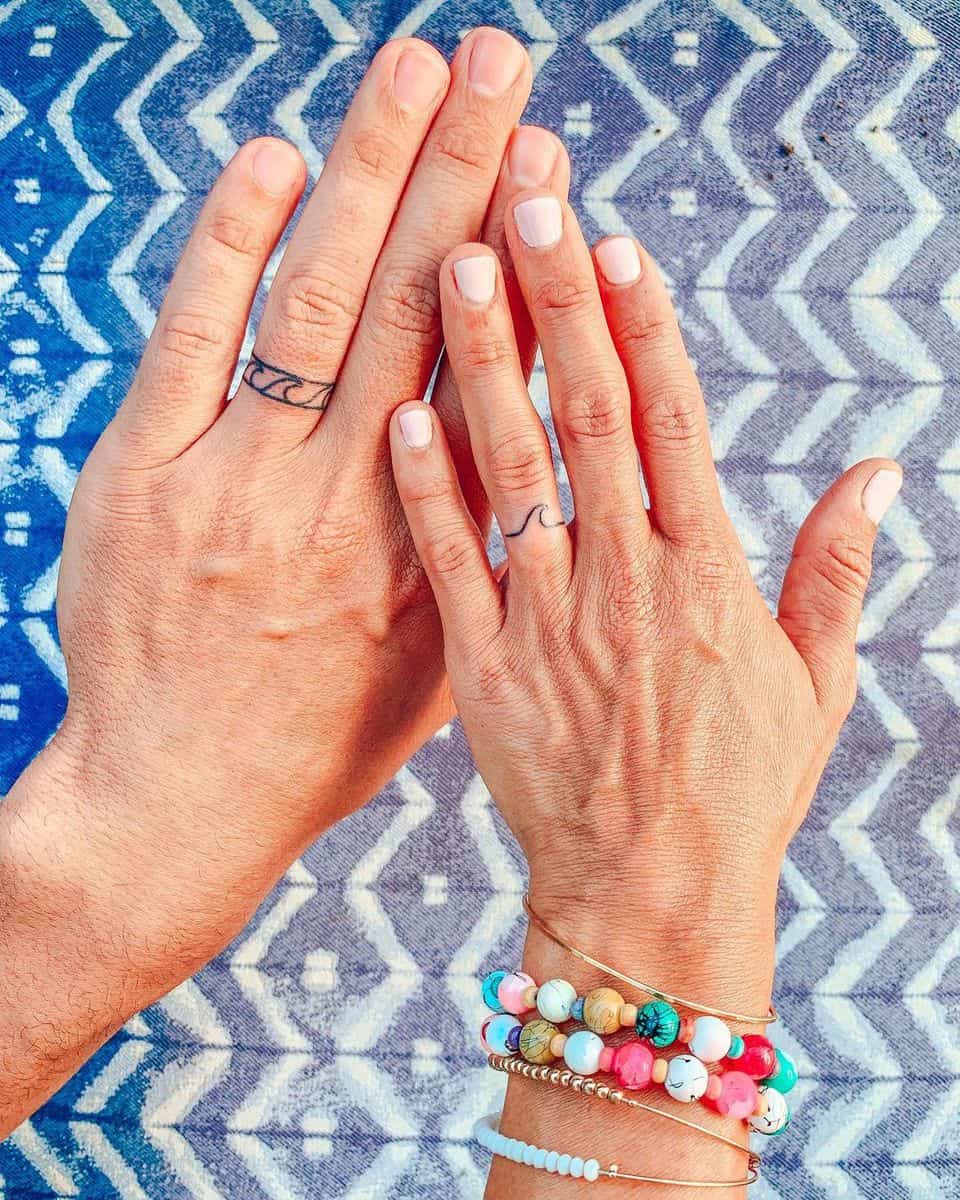 Wedding ring wave matching tattoos