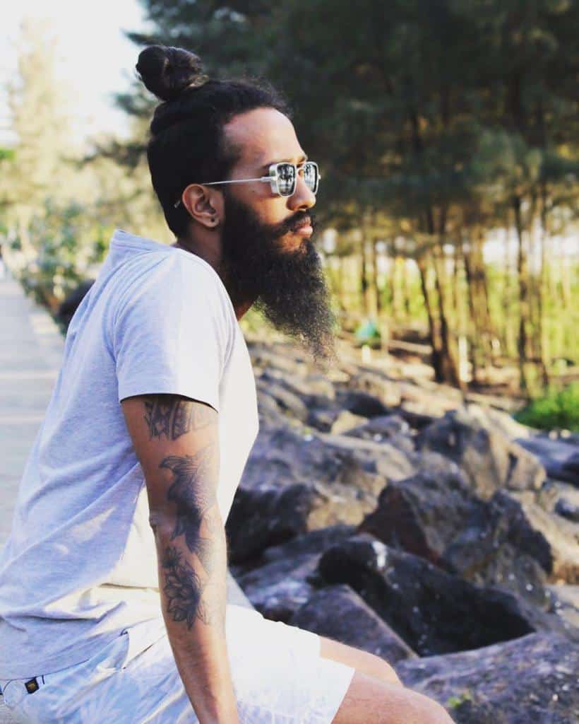 Men’s Ponytail with Facial Hair