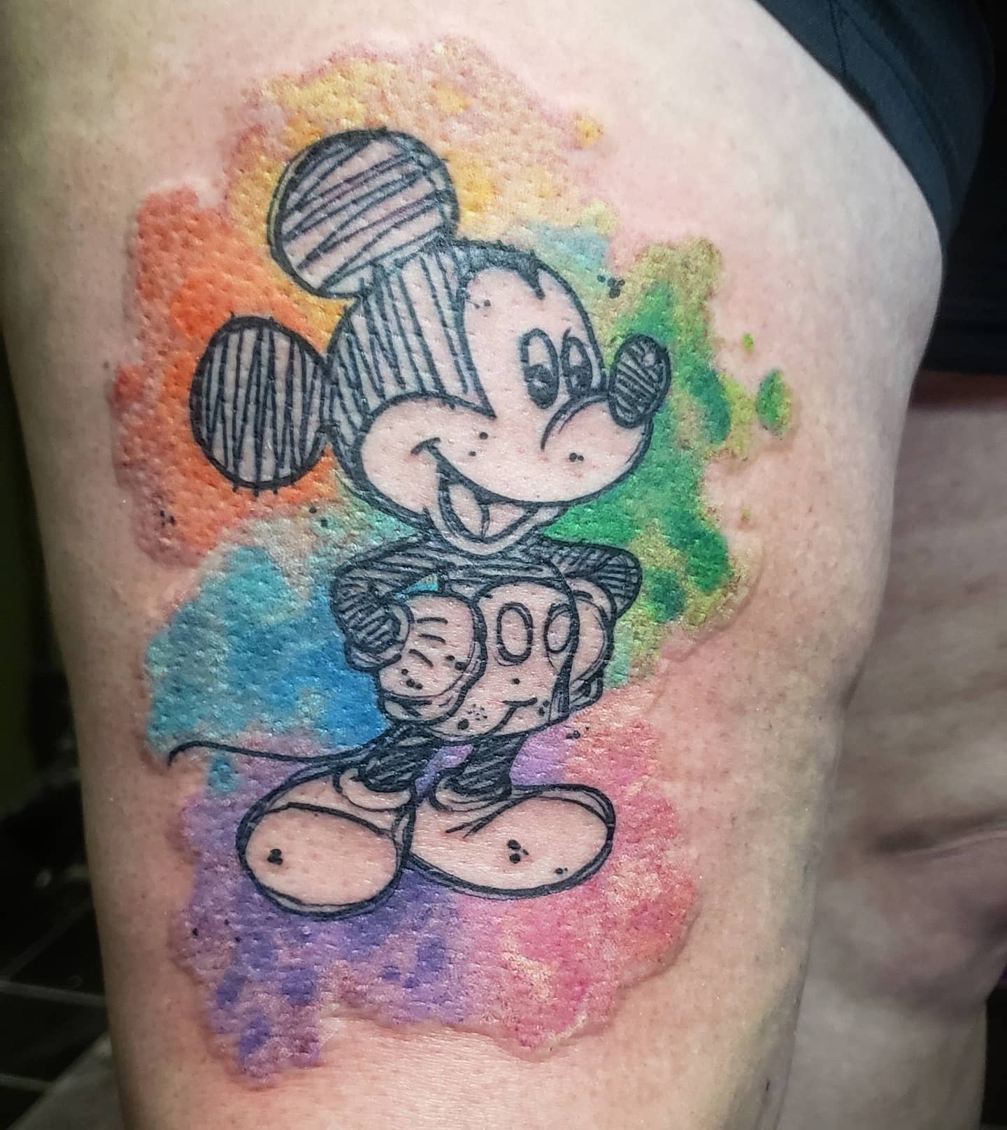 Watercolor Mickey Mouse Tattoo -robcorsinotattoo