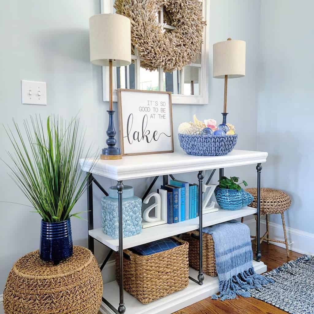 ornate wood and metal cabinet in modern home
