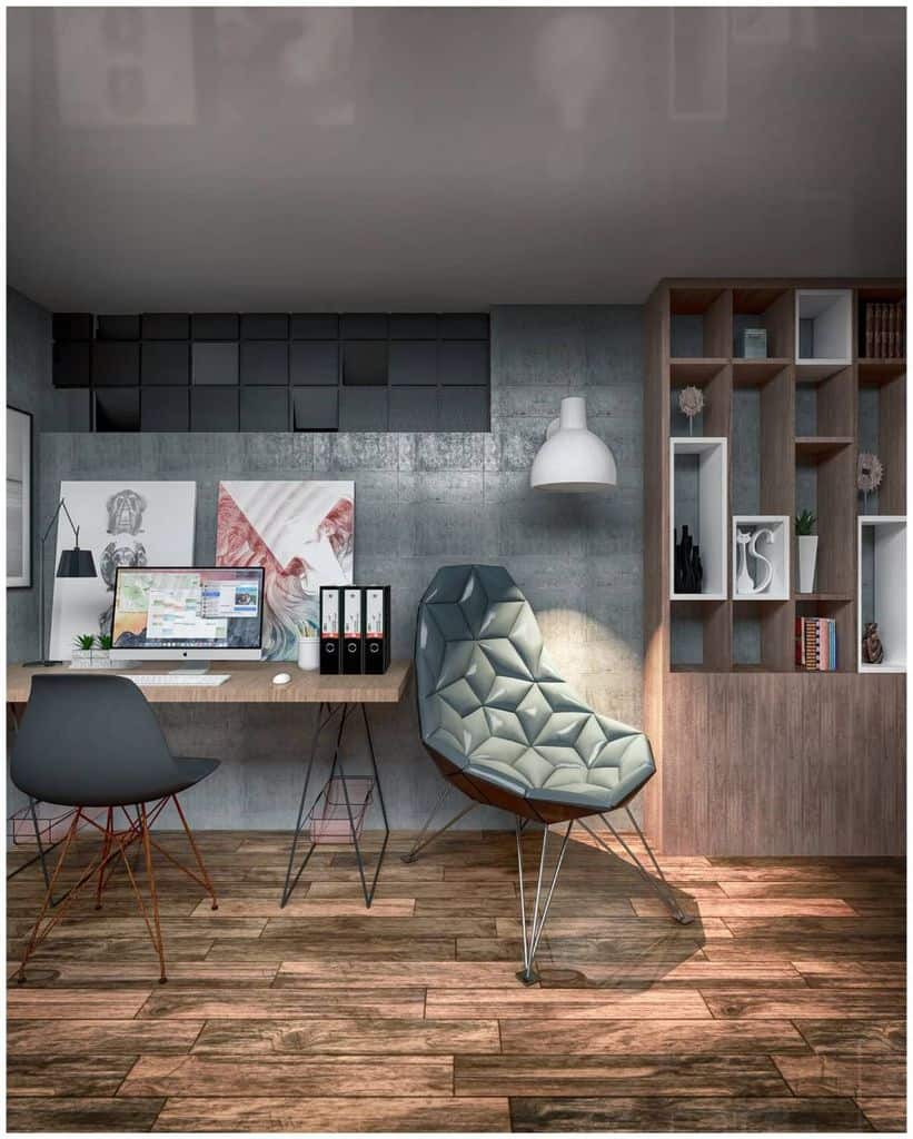 modern study with accent chair