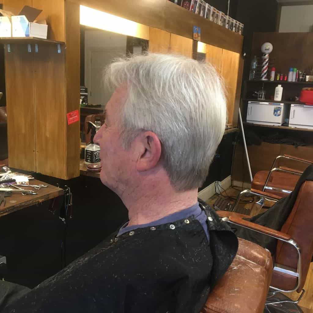 Modern Silver Ivy League Cut Paired With Facial Hai