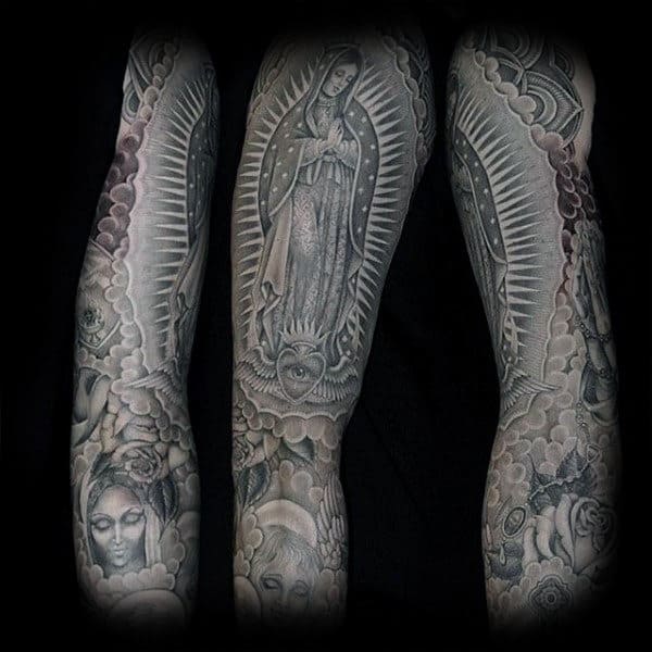 Mother Mary Praying Religious Tattoo Male Sleeves