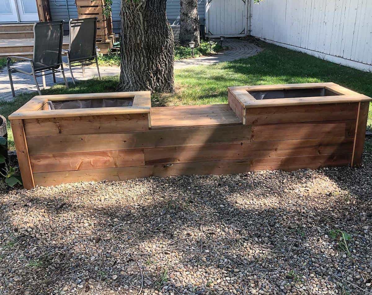 wood planter box garden bench