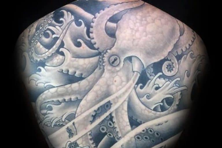 Octopus back tattoo for men