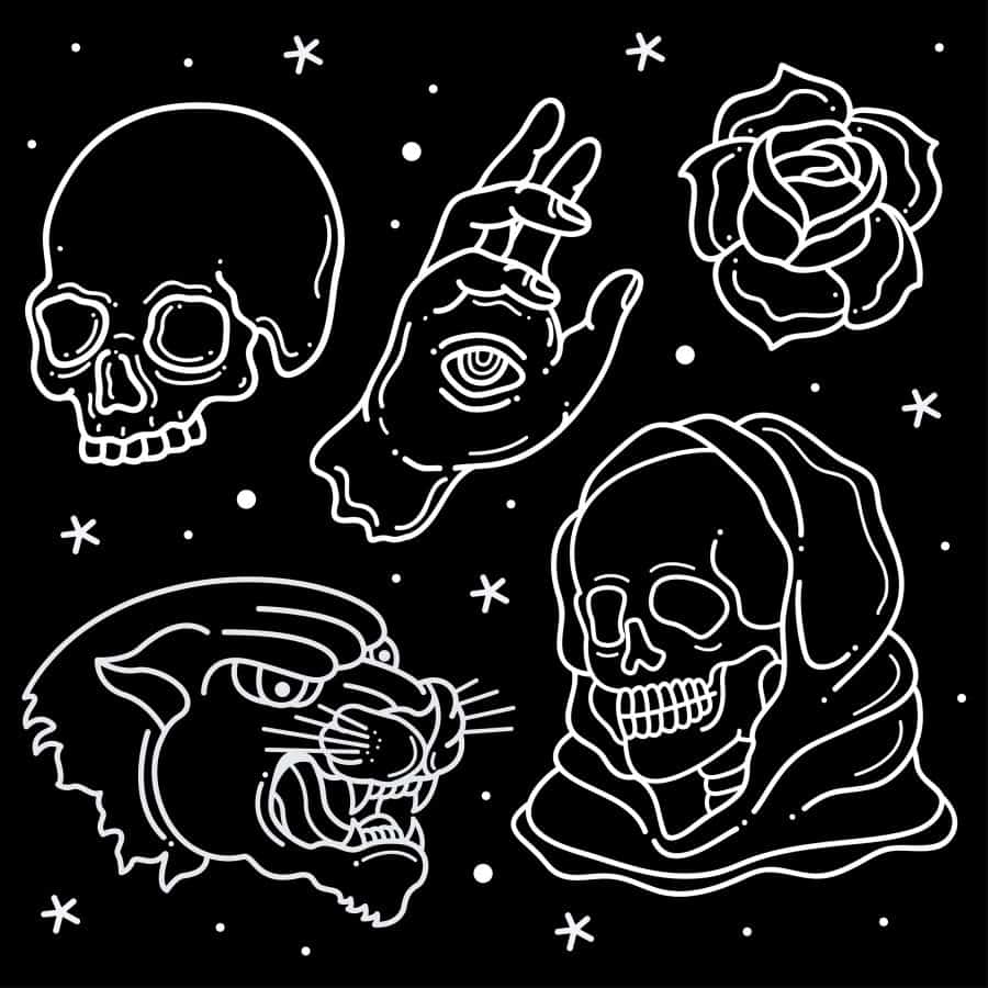 Old School Flash Sheet Black Background