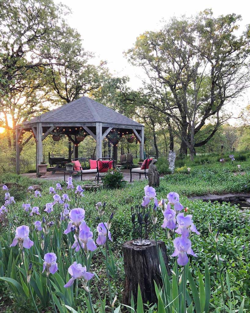 large backyard with patio and gazebo 