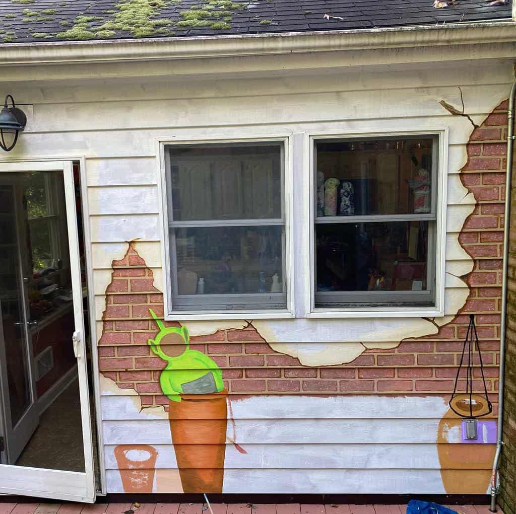 outdoor wall mural brick teletubbies