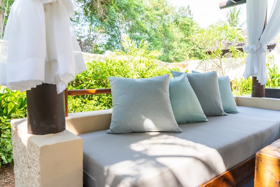 outdoor sofa with cushions backyard 