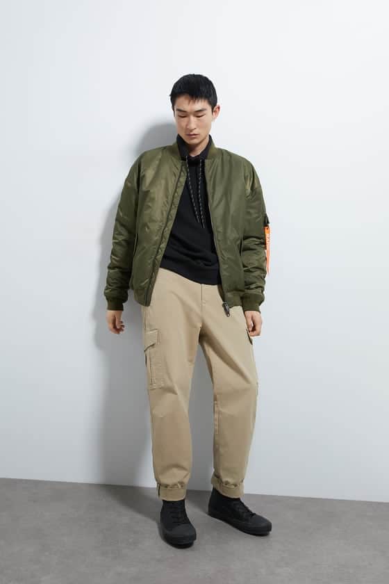 Oversized bomber jacket with high collar