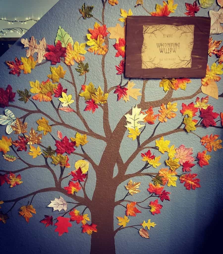 tree wall mural will stuck on leaves