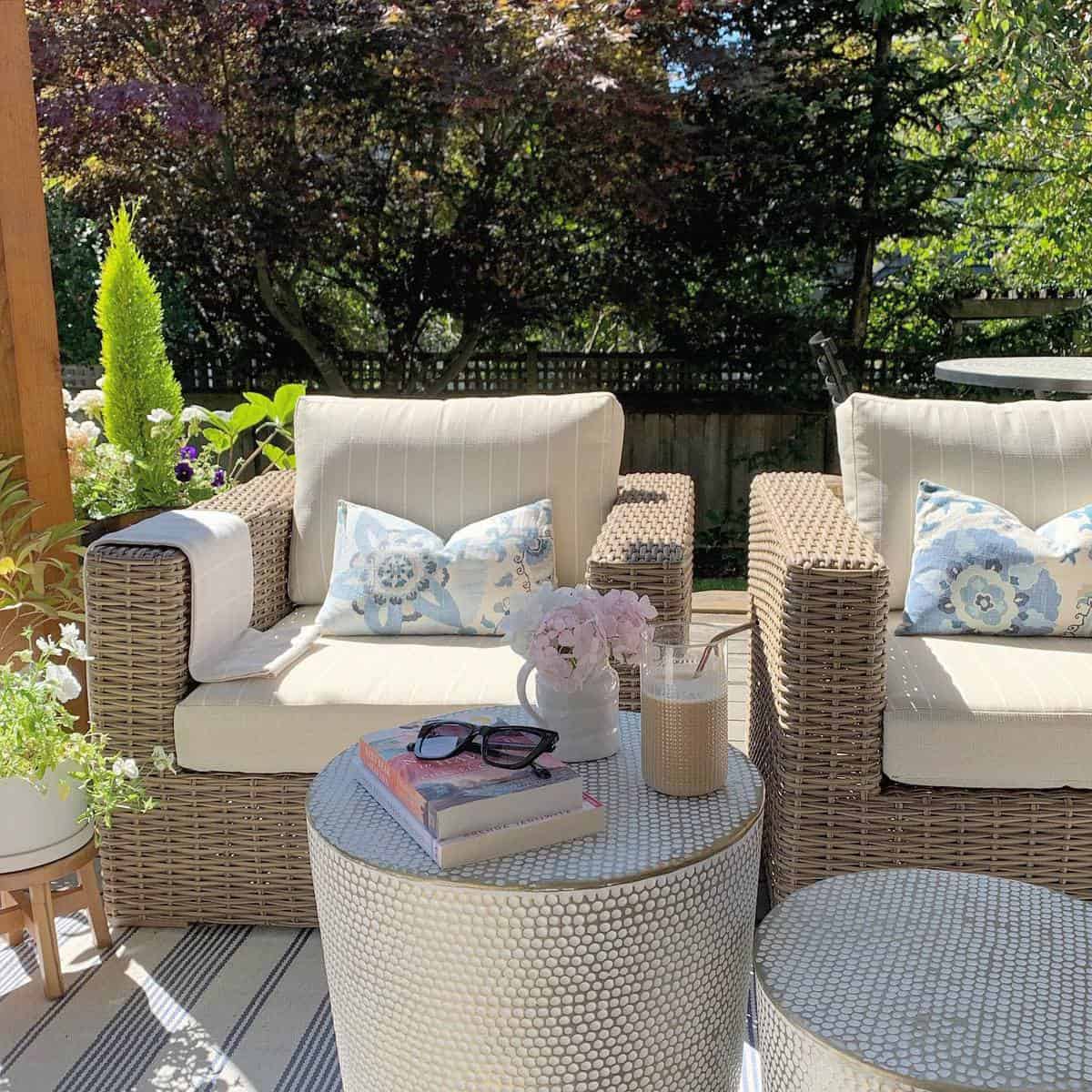 wicker furniture patio deck