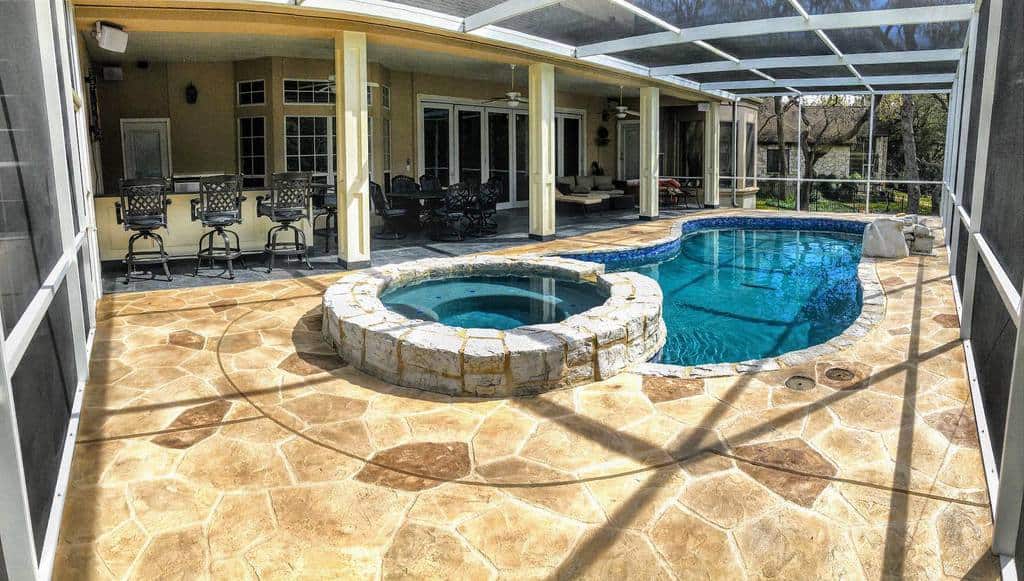 undercover pool stone slate deck