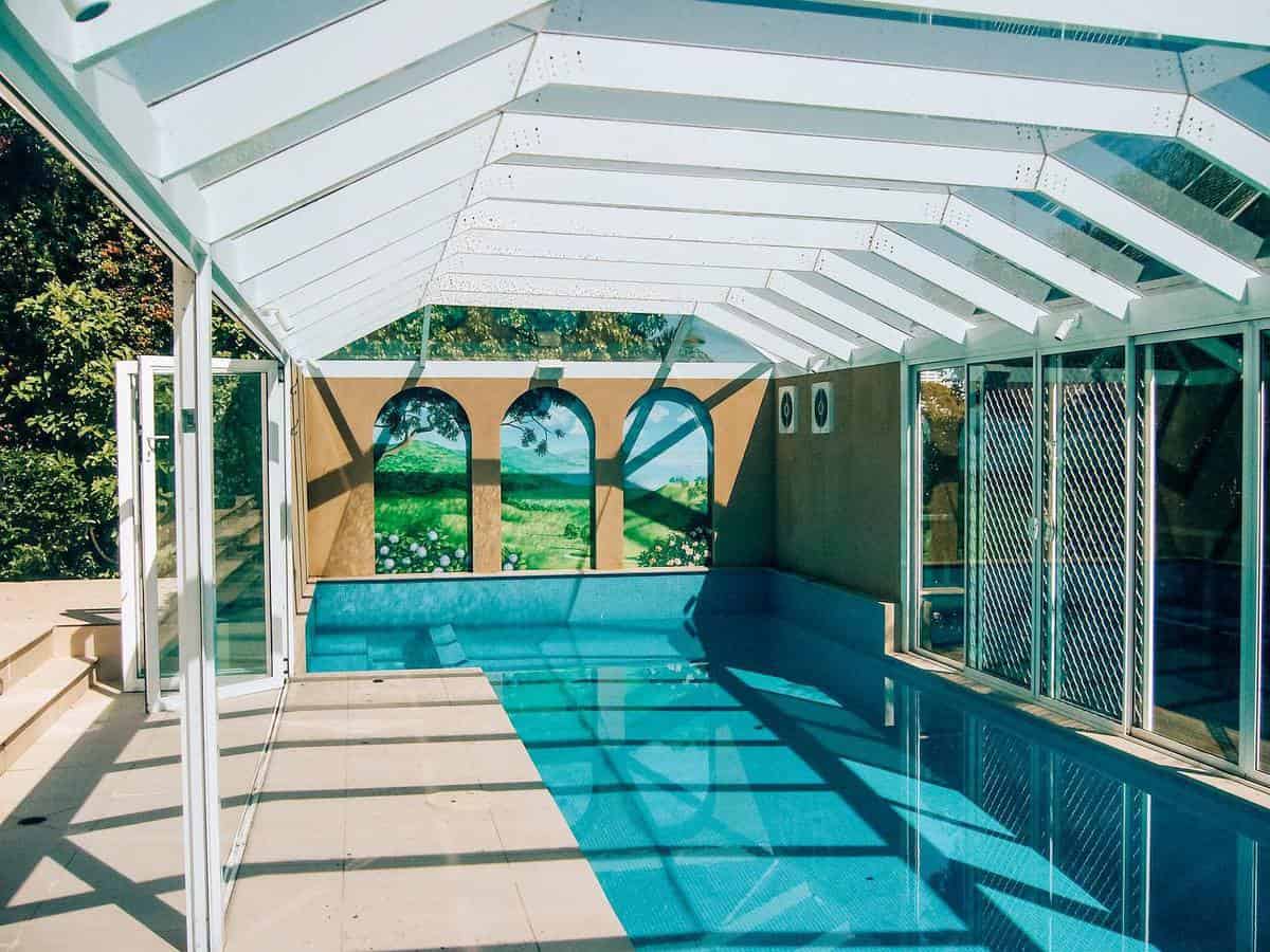 white pool patio enclosure