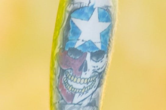 Post Malone Color Skull Tattoo Left Forearm