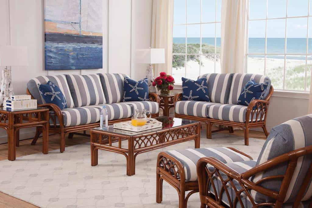 wood furniture in beach sunroom