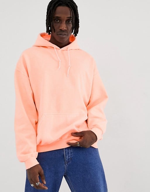 reclaimed vintage inspired oversized hoodie in fluorescent orange