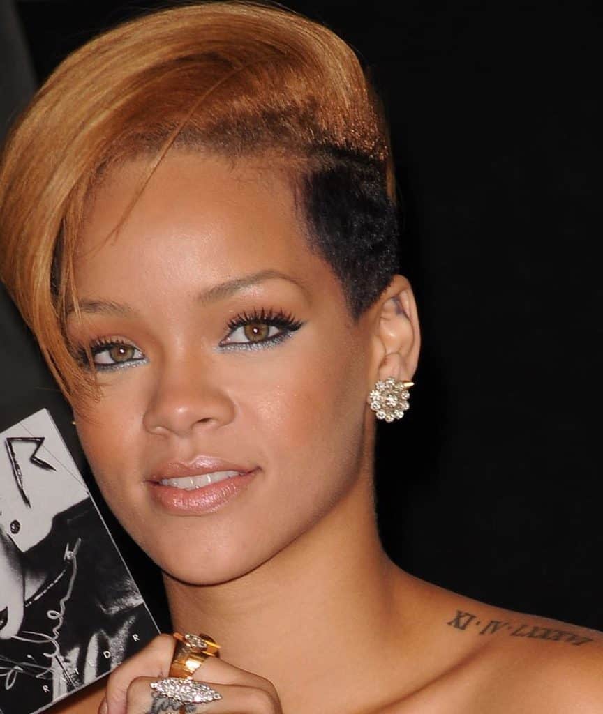 Rihanna Roman Numerals Tattoo Left Shoulder Line