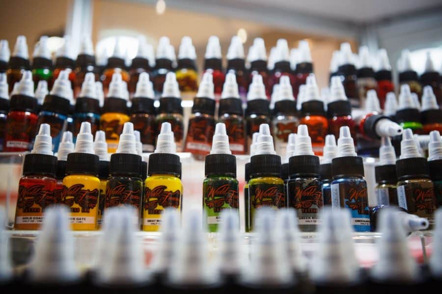 Rows of Tattoo Inks