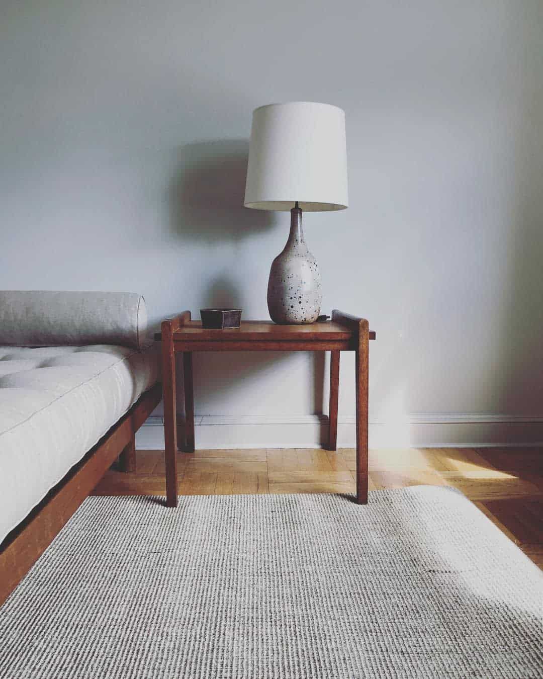simple lamp on wood table in living room