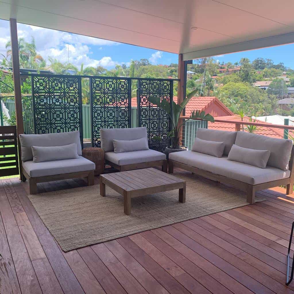 wood deck outdoor furniture black metal privacy fence