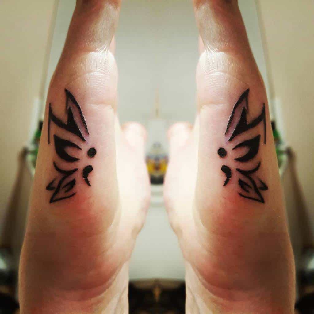 Semicolon Butterfly Tattoo