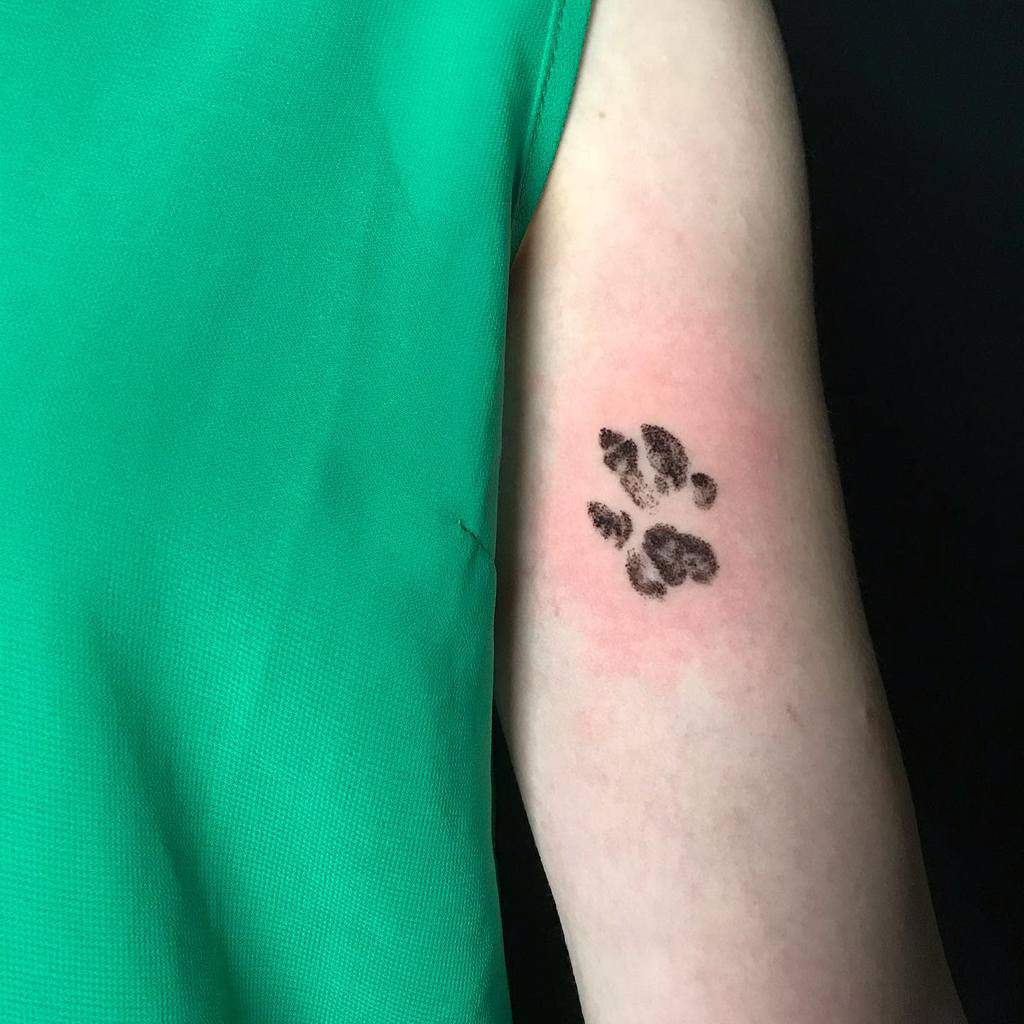 Shaded Cat Paw Print Tattoo