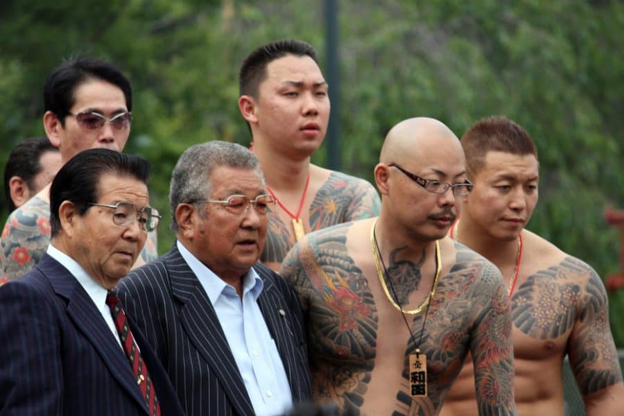 Shirtless Yakuza Members At Sanja Matsuri Festival