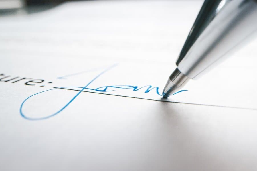 Signature Made on the Template Document