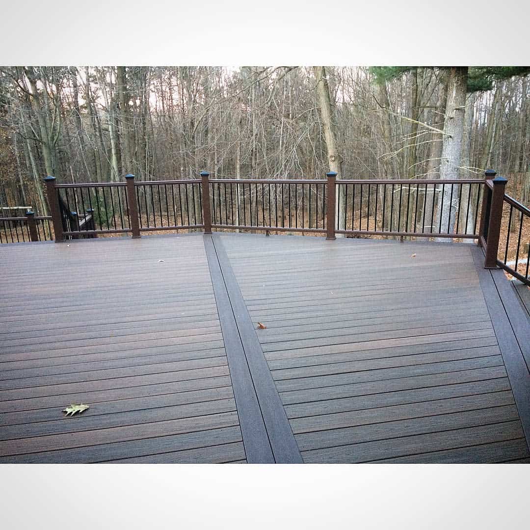 large empty wood deck railing