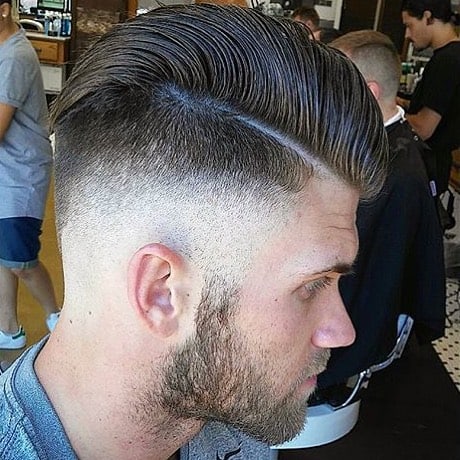 Bryce Harper inspired hairstyle with soft side-parted hair and tapered sides
