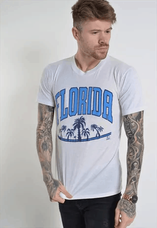 Vintage Florida Graphic Print Tourist T-shirt White