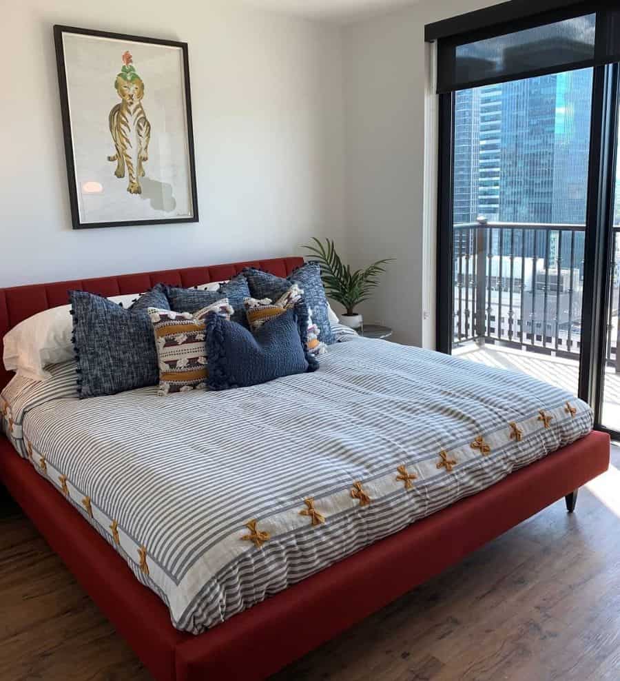 small apartment bedroom with balcony
