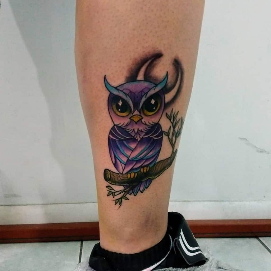 Small Owl Ankle Tattoos nachdiaz_tattoo