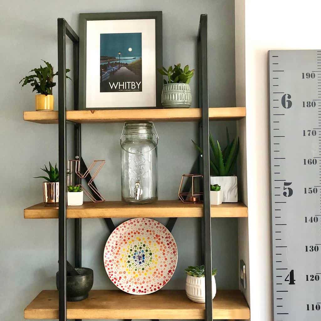 recessed wood mounted wall shelf