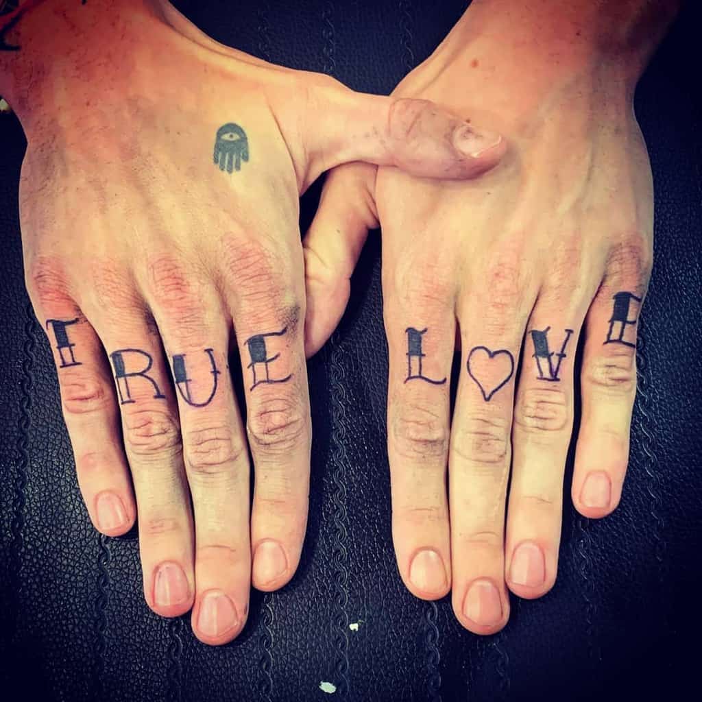 Small Word Finger Tattoos happy_ink.tattoo