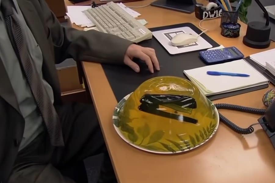 Stapler in Jello Prank