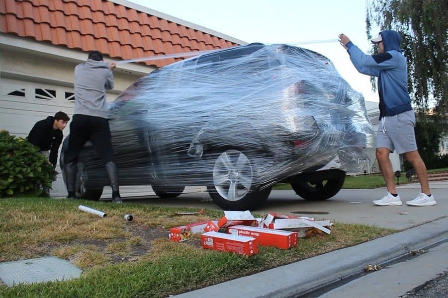 The Classic Plastic Wrap Car Pranks