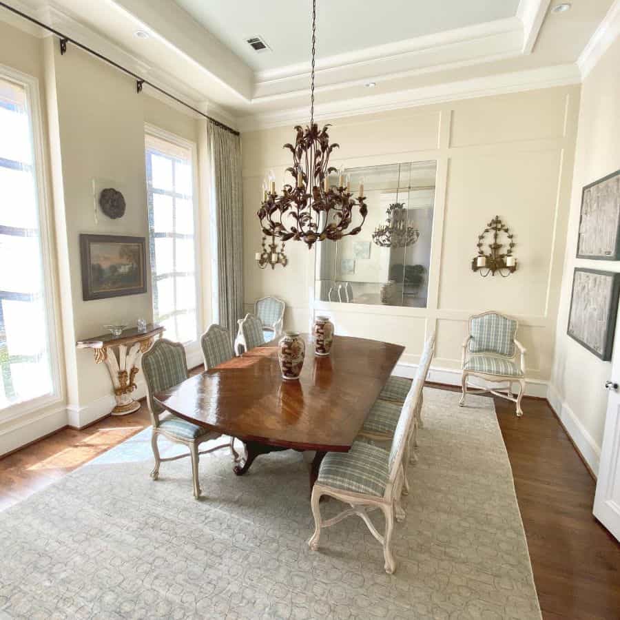 dining room table and chairs elaborate chandelier