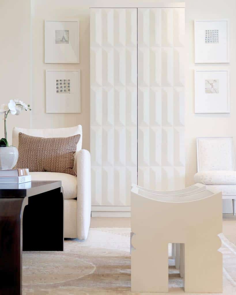 white transitional living room with furniture