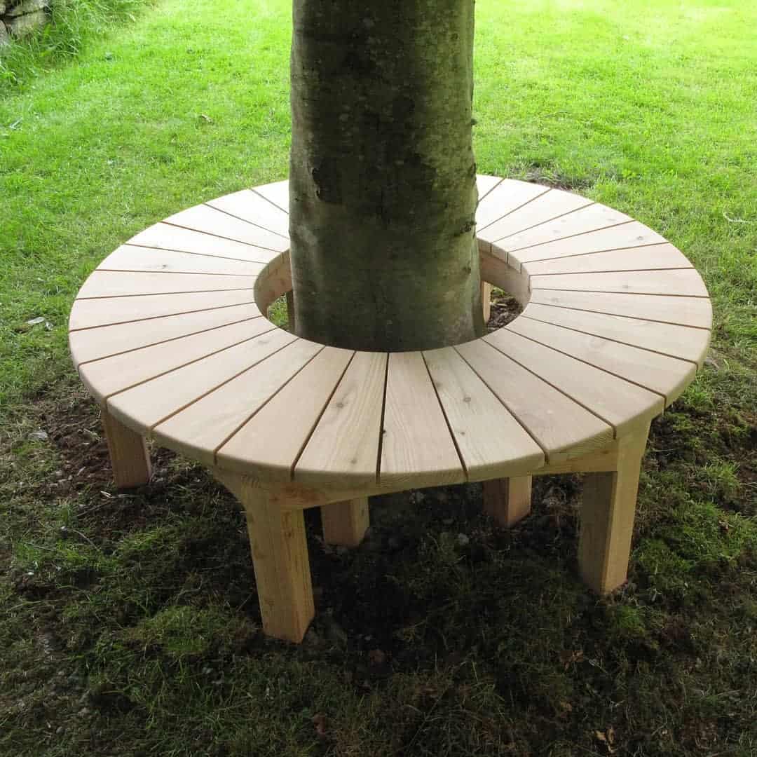 circular wood tree bench