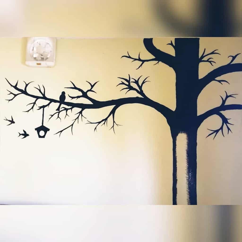 black tree silhouette wall mural