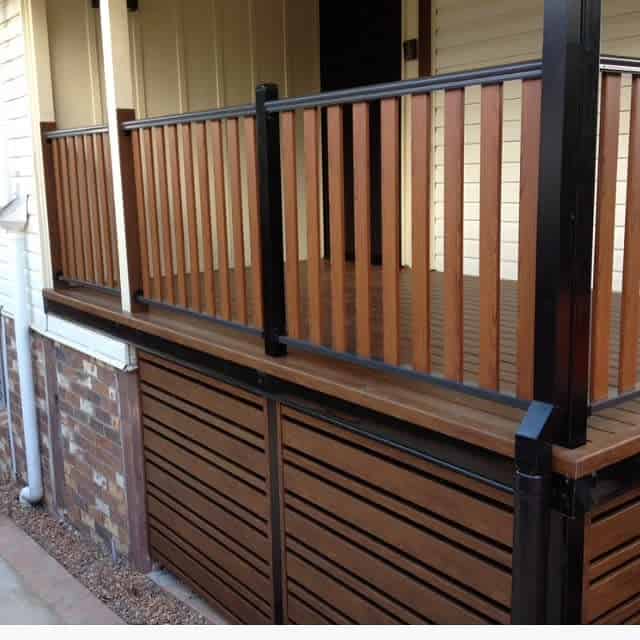 two-tone brown and black outdoor deck