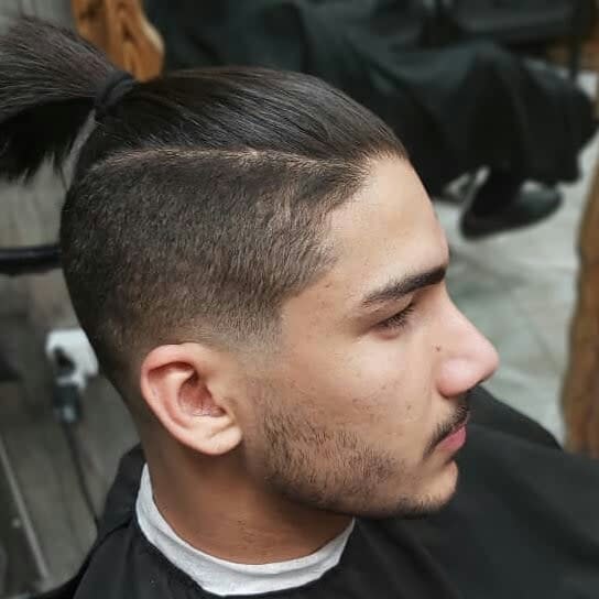 Undercut Ponytail Temple Fade