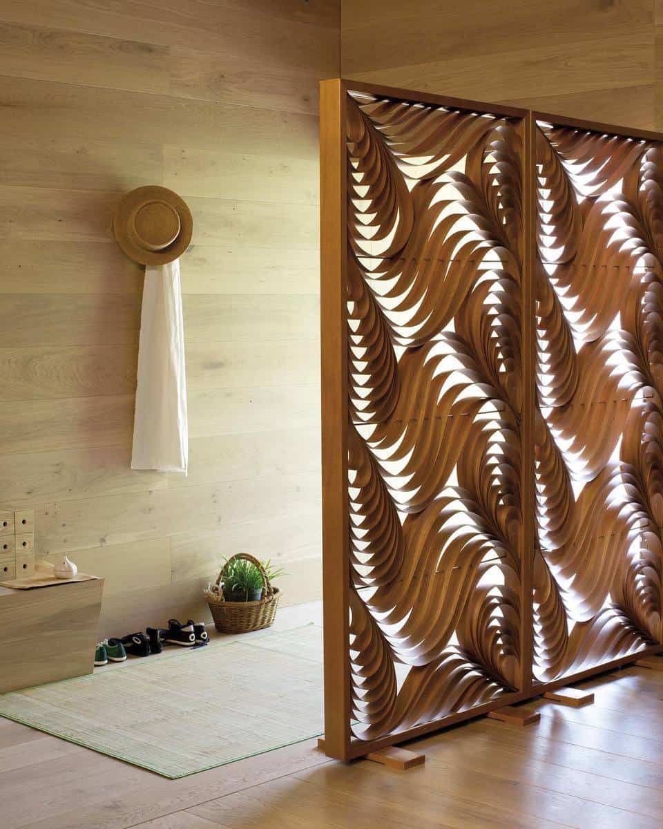 unique pattern wood room divider
