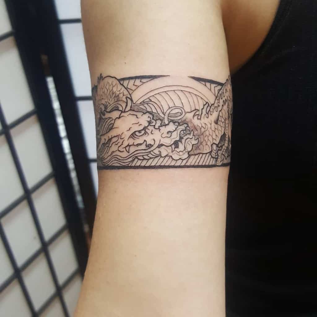 Arm tattoo featuring a dragon