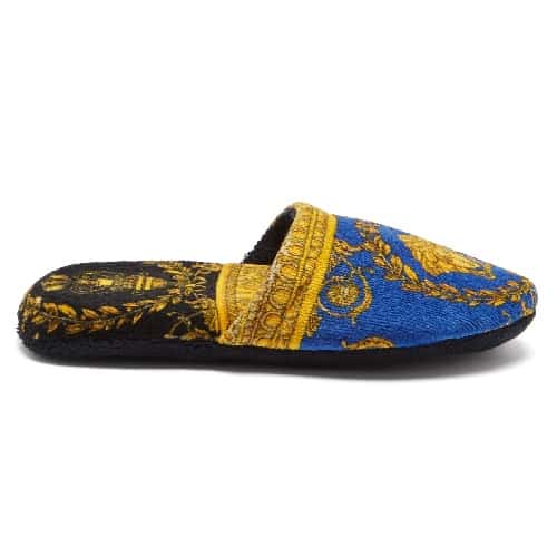 Versace Baroque-Print Cotton Terry Slippers