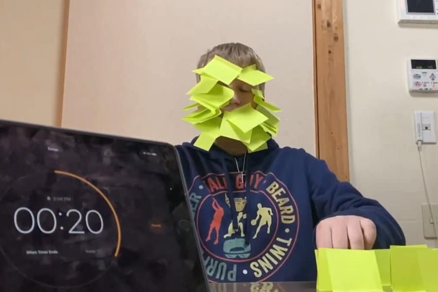 WORLD RECORD for STICKY NOTES on Face in 1 Minute
