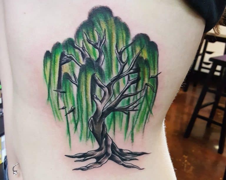 Watercolor Weeping Willow Tattoo
