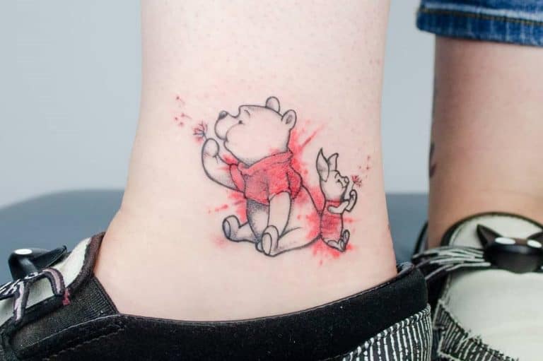Watercolor Winnie the Pooh Tattoo Landscape